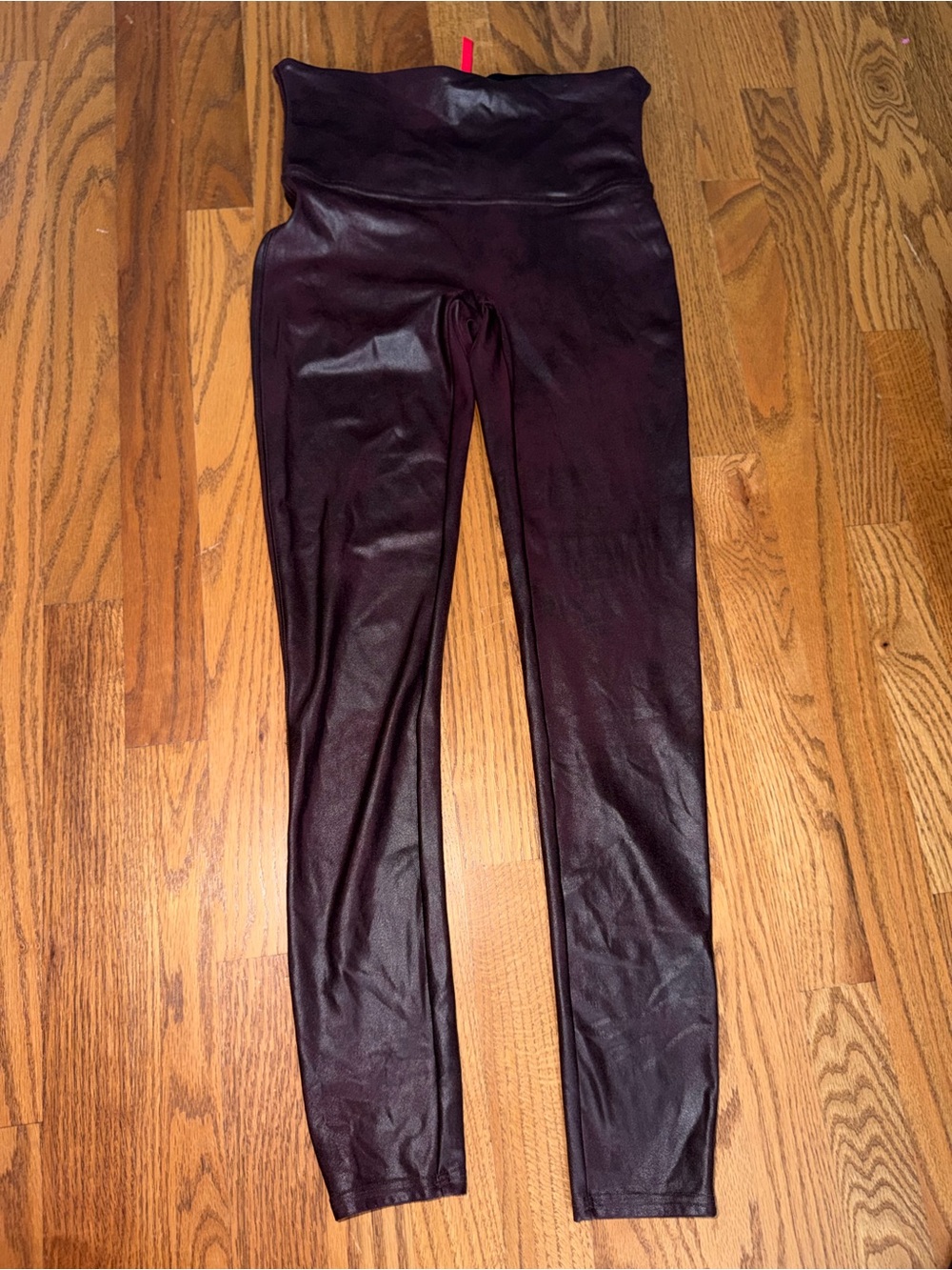 SPANX burgundy faux metallic Leggings size large women’s